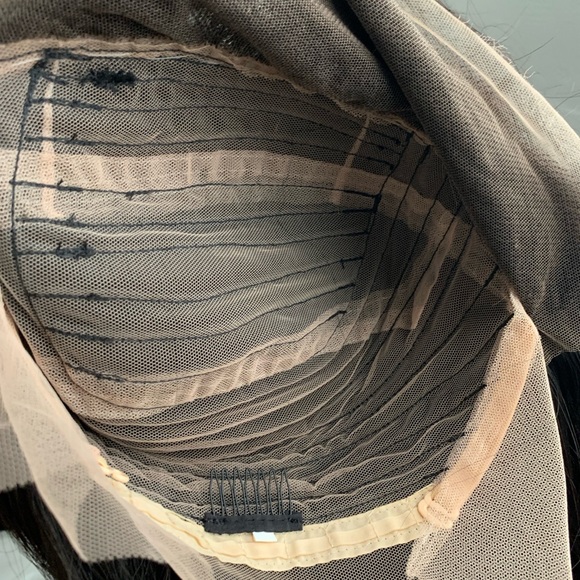 NEW Hair Queen LA 1B Black/Dark Brown Dama Straight with Bangs Lace Wig, 30 in. - Picture 2 of 3